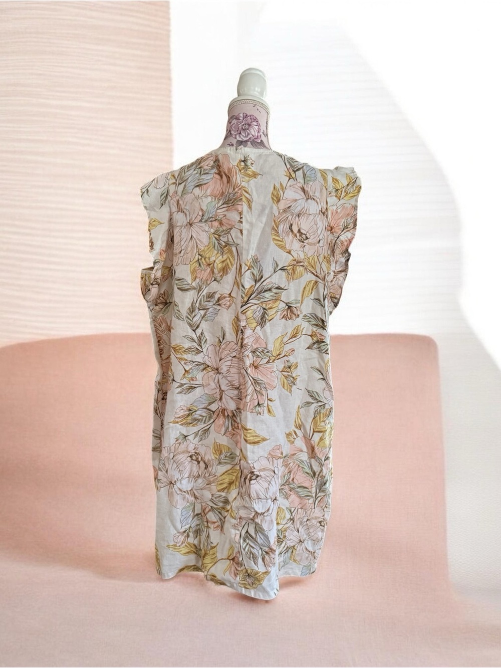 Nicole Miller Floral Ruffle Sleeve Linen Sundress - Picture 4 of 4
